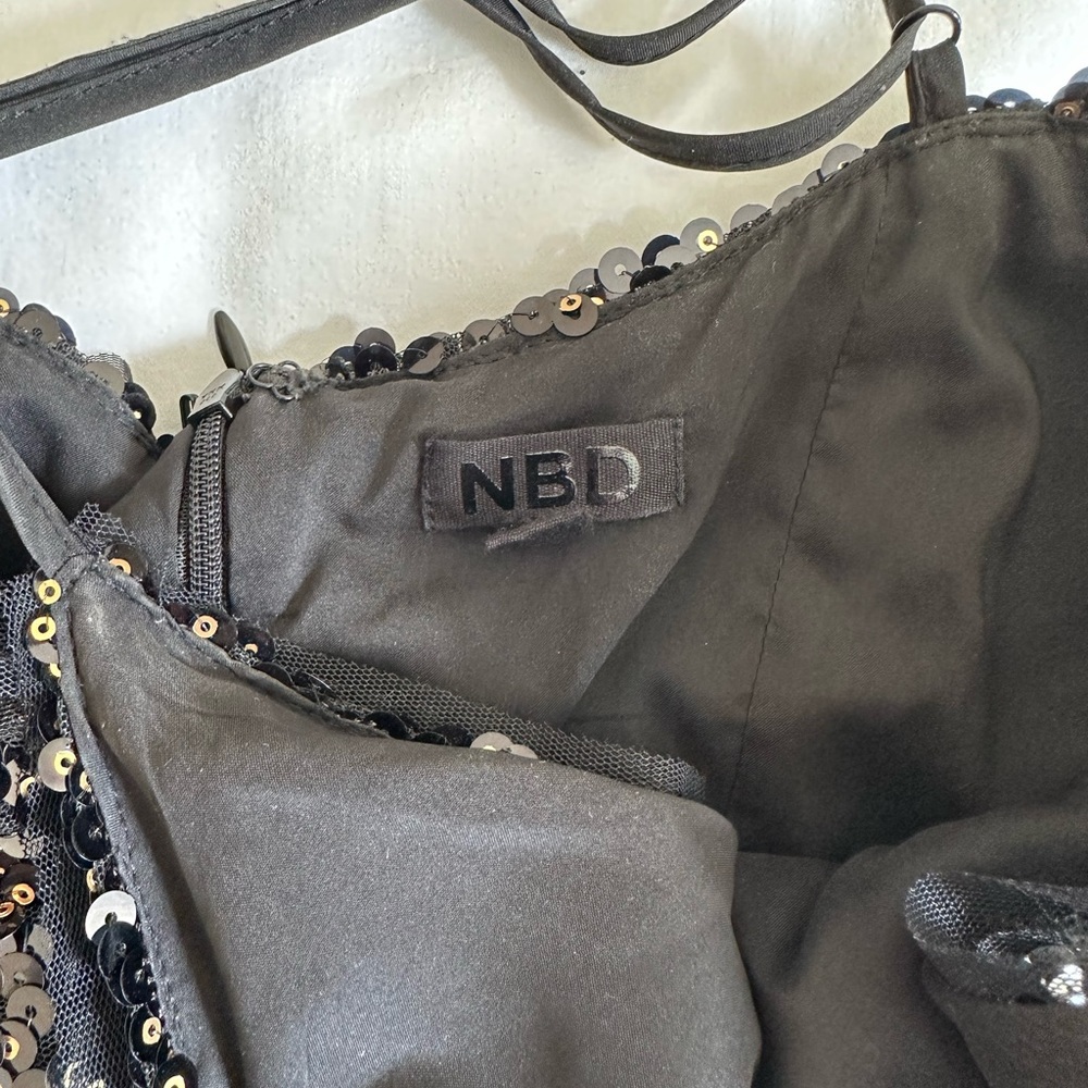 NBD | Sloan Mini Dress Black Sparkles Sequin Large - Picture 5 of 7